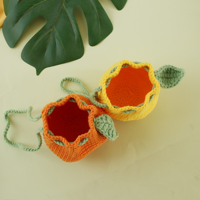 Original ugly orange corset bag Handmade wool knitted coin purse small fresh Own handmade team. 