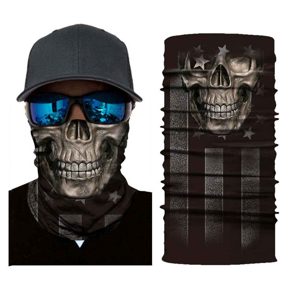 One piece dropshipping AliExpress face mask printing pattern camouflage skull print foreign trade bib neck windproof cloth masked scarf