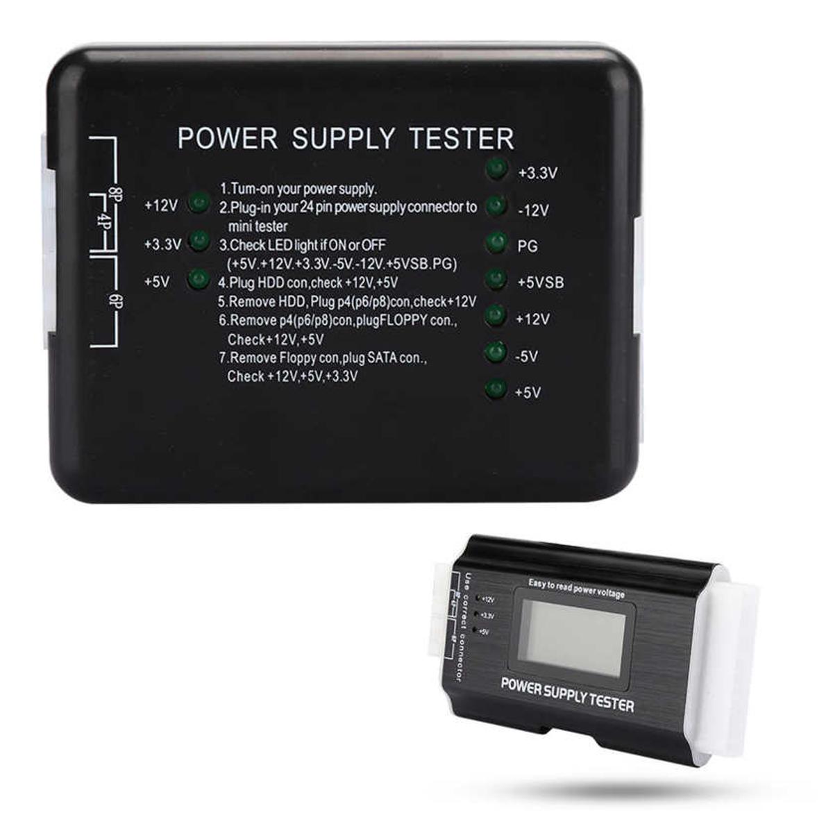 SATA Power Supply Tester Computer LCD Display Aluminum Alloy Support 20/24Pin ATX