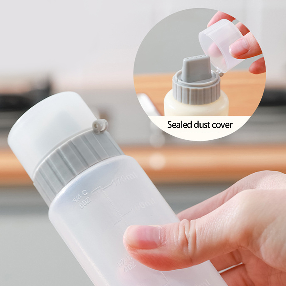 （New）Multifunction 5 Hole alad queeze Bottle Ketchup Container with cale Honey Jam Refillable Condiment auce queeze Bottle. 