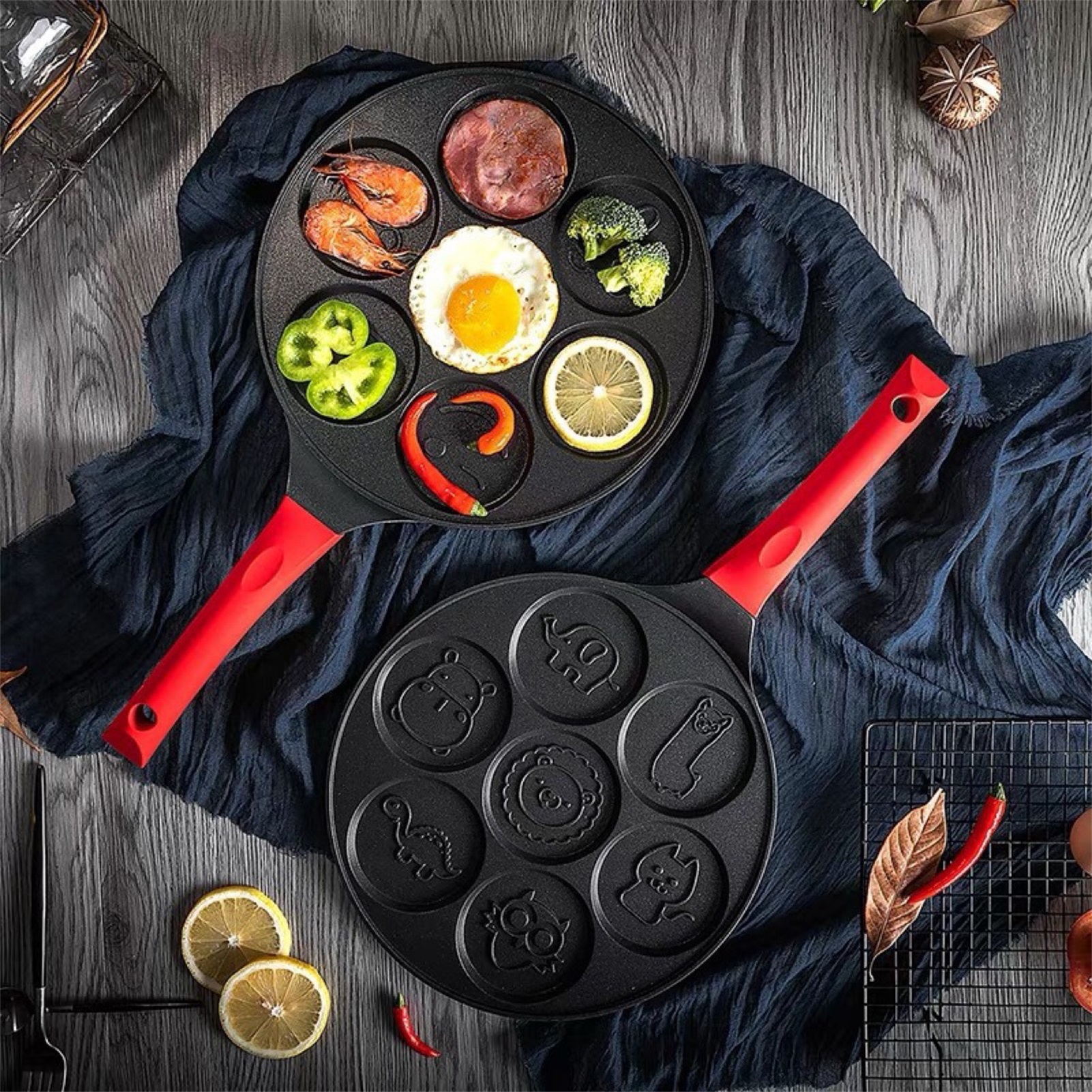 Wheel Pancake Pan Cute Pattern Roller Pancake Pan Small Frying Pan. 