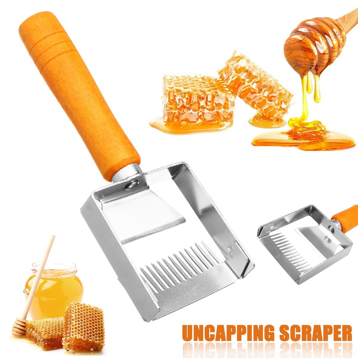 【New collection choose】---Stainless Steel Bee Hive Uncapping Honey Fork Scraper Shovel Tool Wood Handle. 