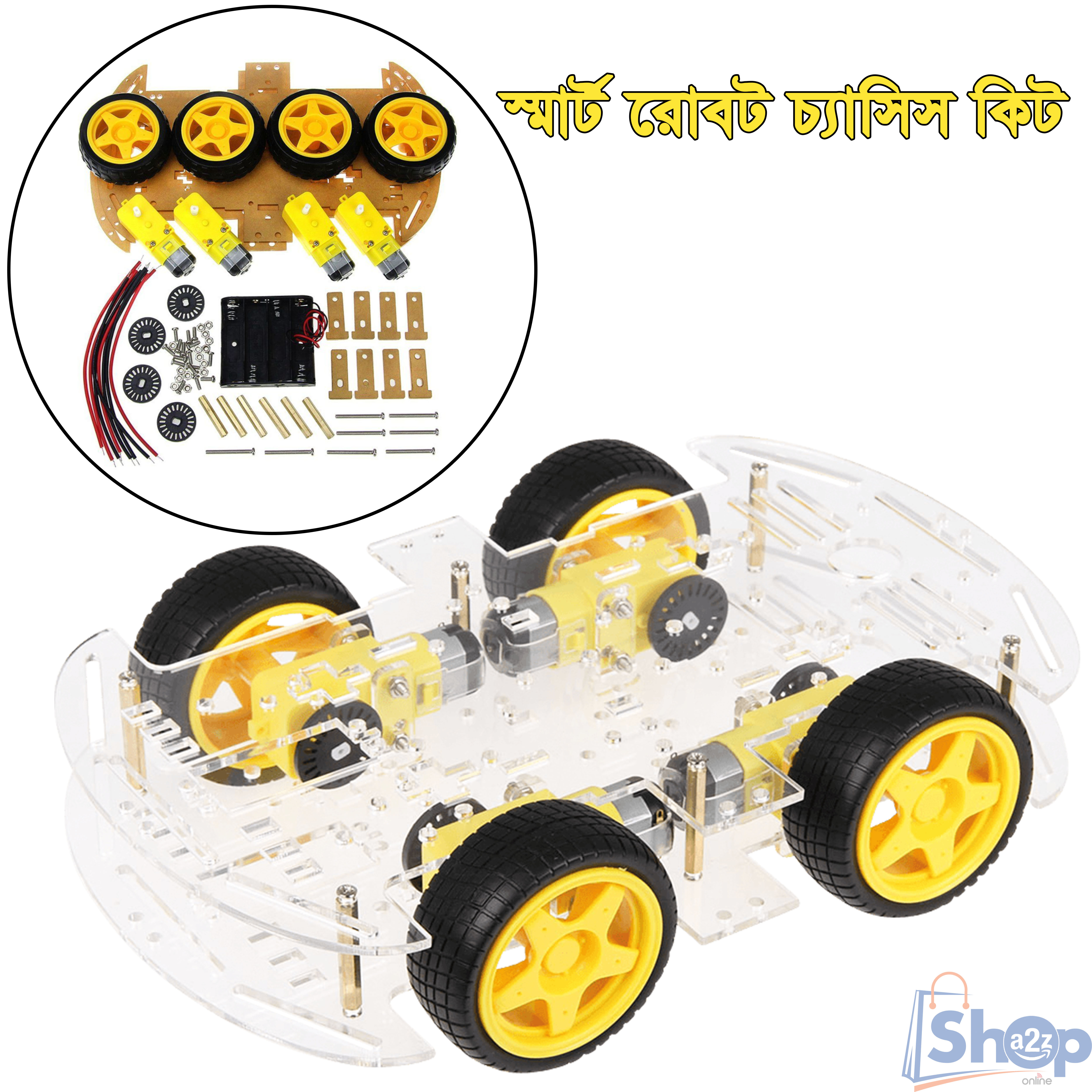4 Wheel Drive (4WD) Smart Robot Car Transparent Acrylic Chassis Kit