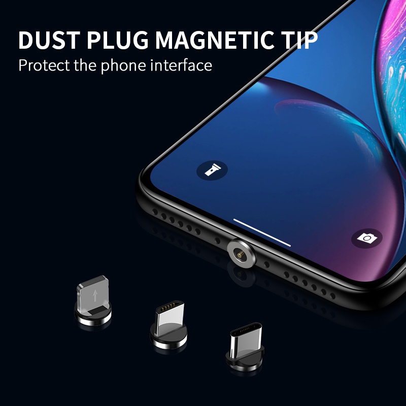 AUFU 360 Degree Rotation Magnetic Charger Cable USB Micro Type C Fast Charging Cable with LED Light Magnet Charger Cable for Android. 