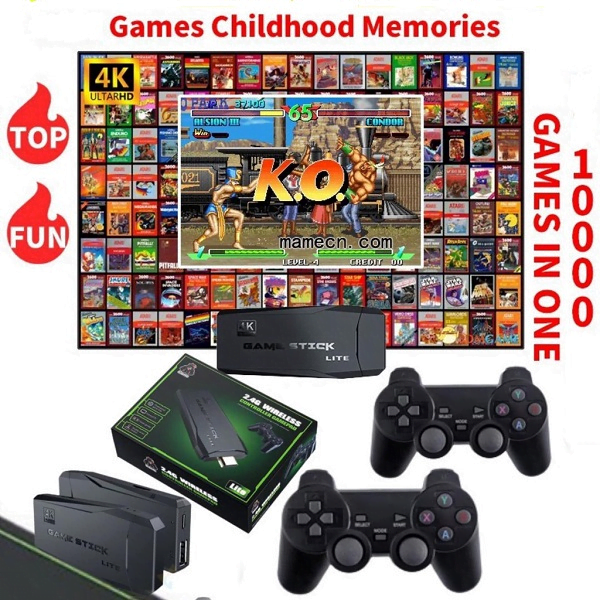M8 Gamestick 2.4G 4K 20000+ Video Game Stick with 2 Wireless Gamepad. 