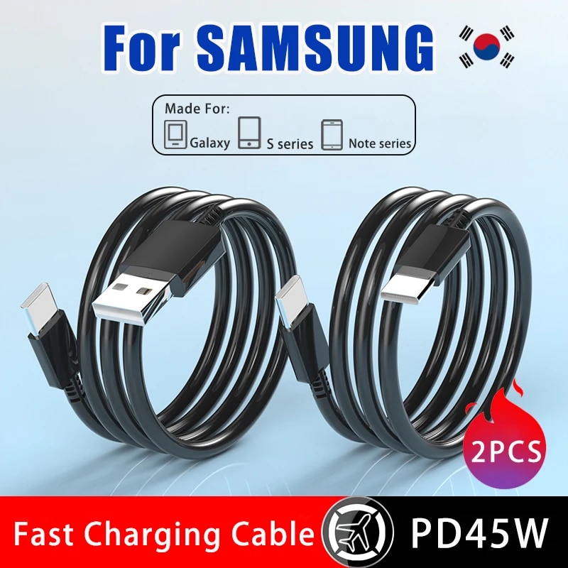 45W 5A Super Fast Charging Cable For Samsung Galaxy S24 S23 S22 S21 S20 Ultra Ultra Note 10 5G 20 A53 A54 USB Type C Data Cable