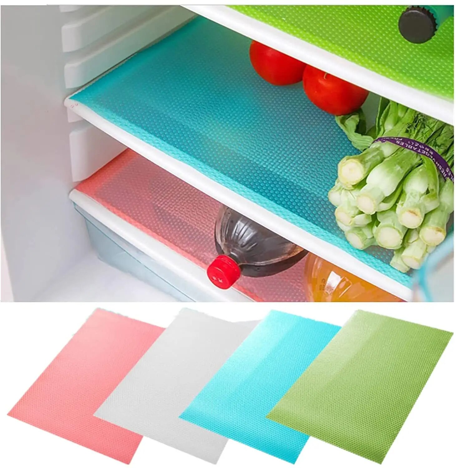 4pcs Waterproof Fridge Mat Antibacterial Antifouling Mildew Moisture Refrigerator Pad Liner Antifouling Shelves Drawer Table