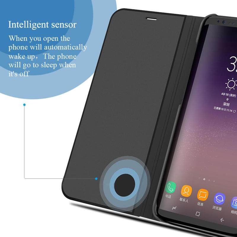 Luxury smart Clear View mirror case for Samsung Galaxy S8 case cover leather flip case stand phone case for Samsung S8 case. 