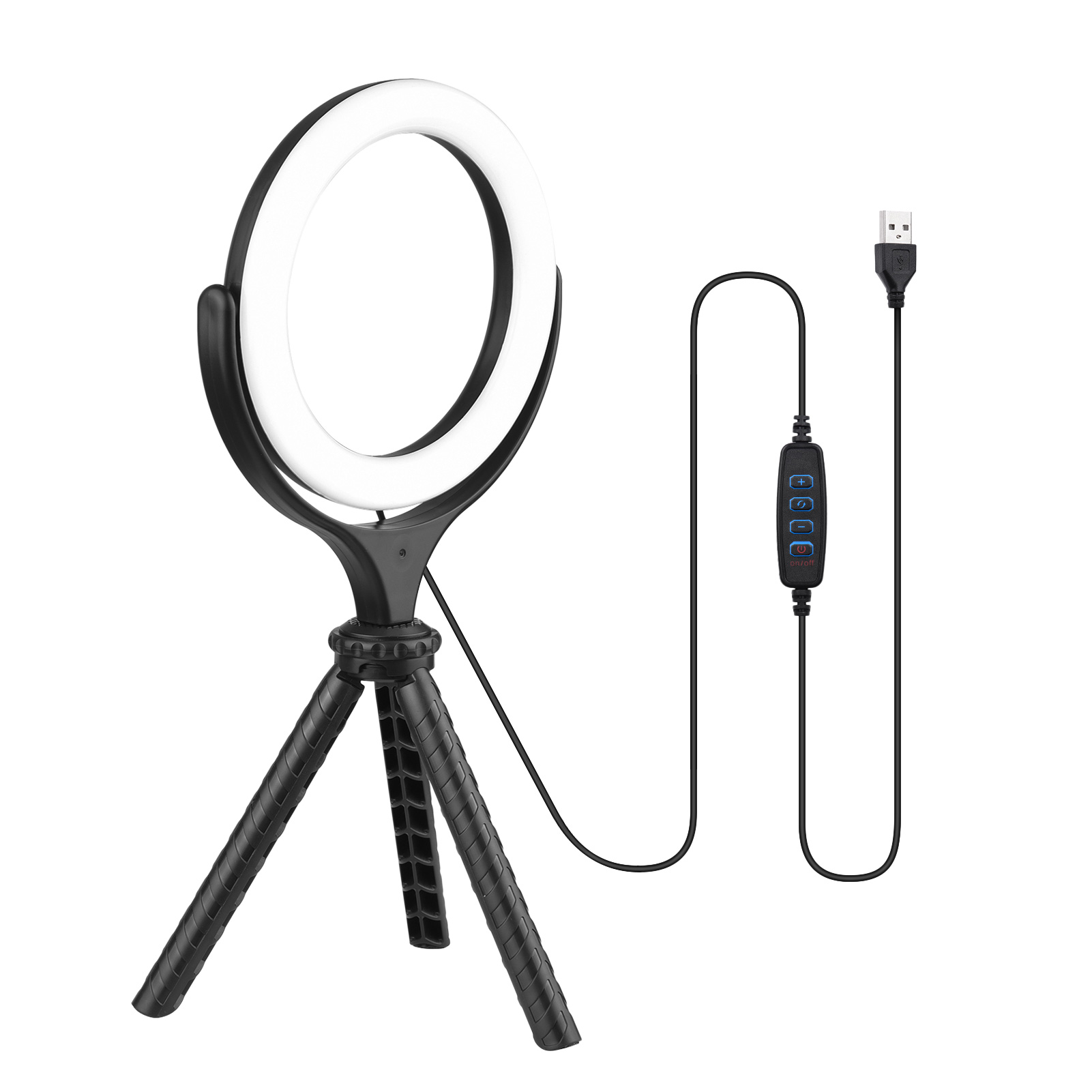 6-inch Video Streaming LED Ring Light Bi-color 3000K-6500K 10-level Brightness Dimmable USB Powered with Table Tripod for Video Live Makeup Online Teaching. 