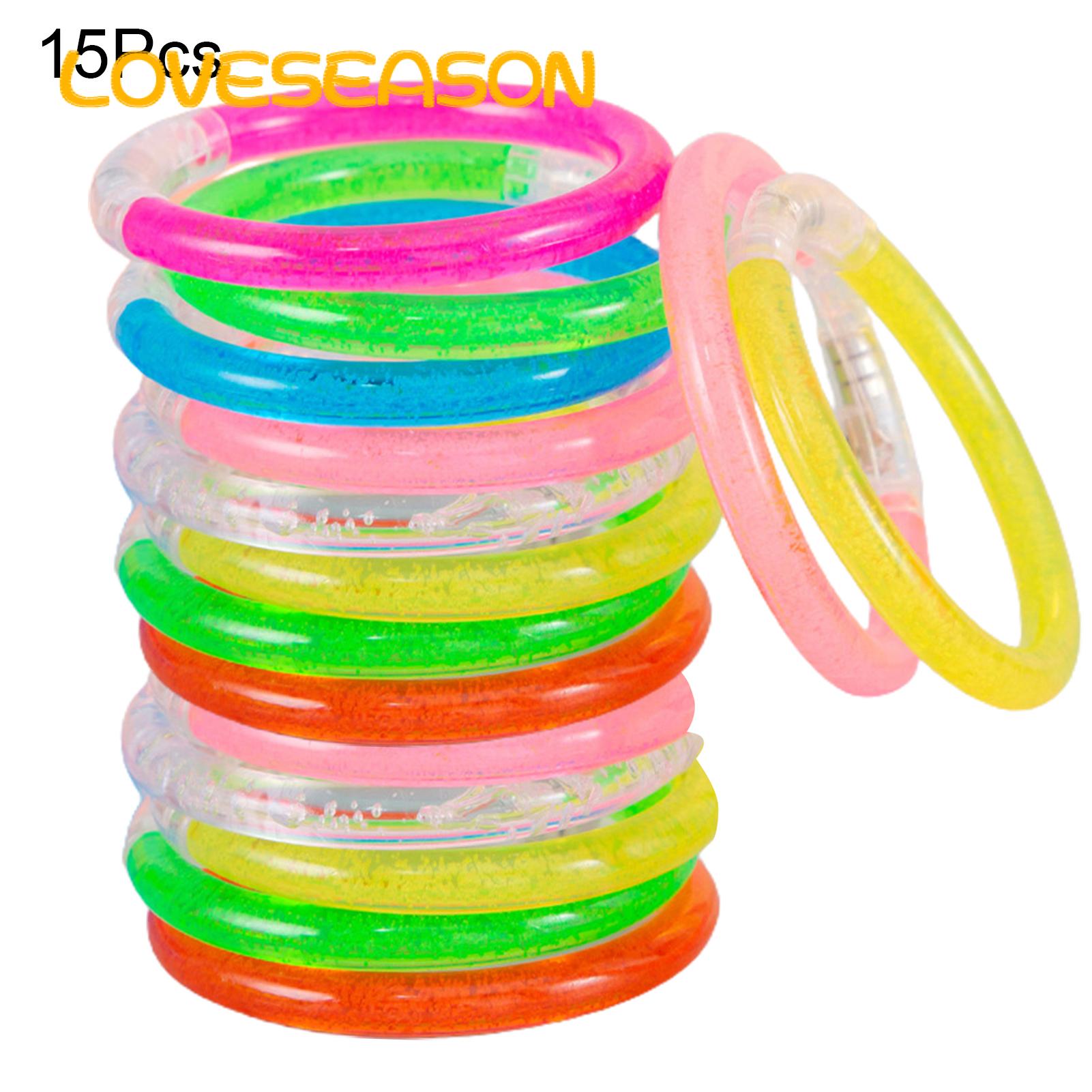 Lighted Bre 15pcs Led Luminous Bre Glows in Dark On/off Switch 8-12h Glowing Bangle Flashing Led Arm Band Buyers' Favorite Light-up Wristband