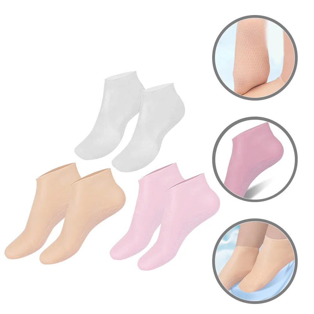 3 Pairs Moisturizing Socks Moisture for Dry Feet Overnight Moisturizer Lotion Aloe Damping Cracked Heel Gel Women Foot Care. 