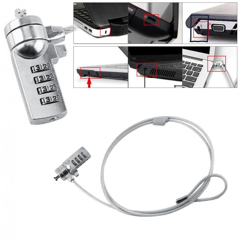 Laptop Combination Security Lock Cable Chain Deterrent 4 Di t Pas For book PC. 