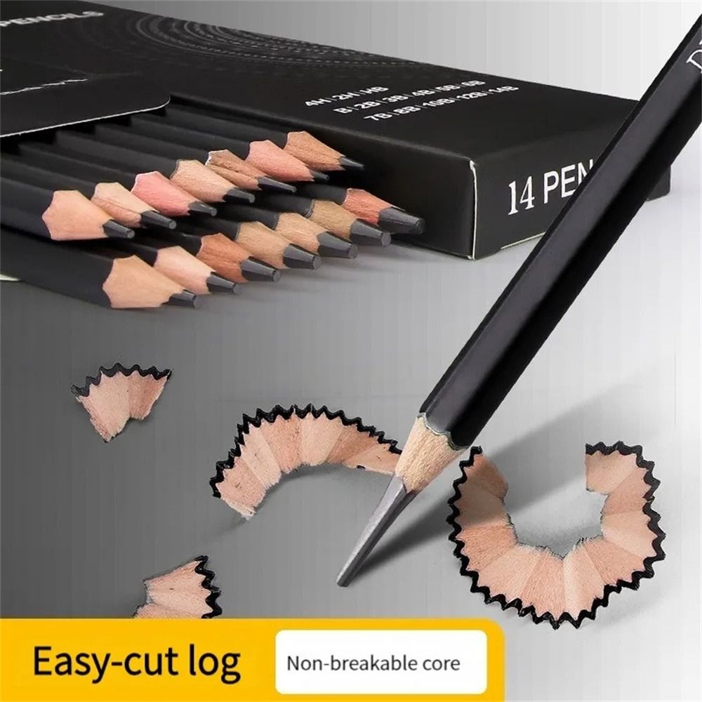 Journal Smooth Writing Sketch Pencil Set HB 2H 4H B 2B 3B 10B 12B 14B Graphite Pencil Wooden Details Highlight Drawing Pencil for Beginners. 