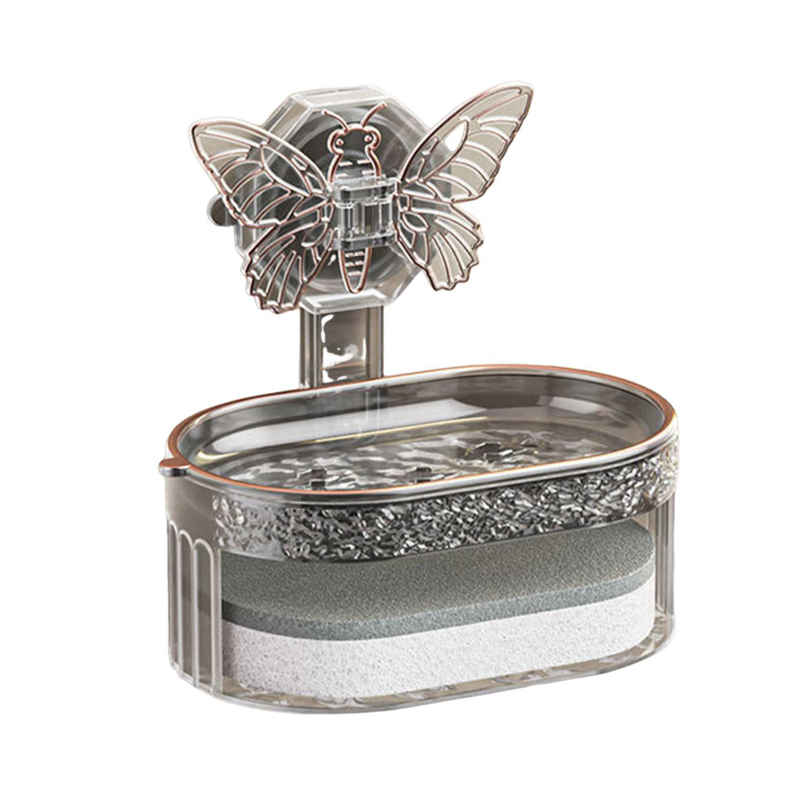 Butterfly Soap Dish Suction Cup Light Luxury Style No Water Accumulation Double-Layer Design Soap Box for Quick Drying