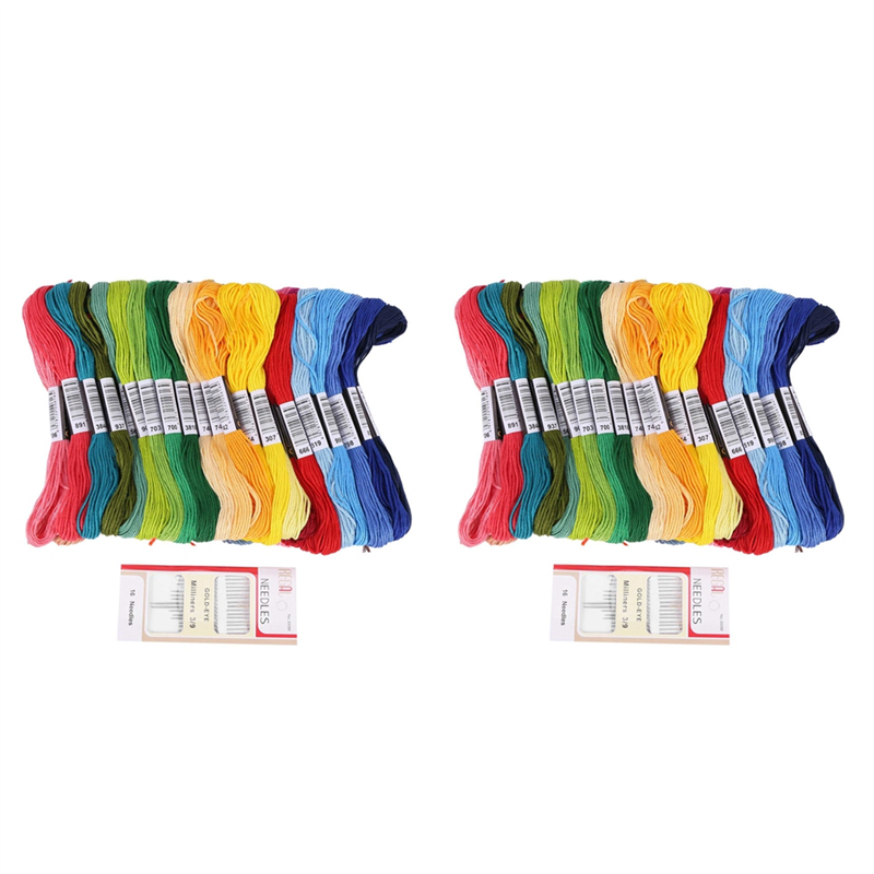 100 Skeins Embroidery Floss Thread Bracelet String with Needles for Friendship Bracelet
