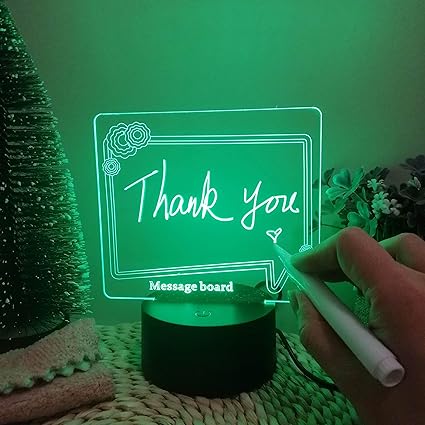 [BC]AITISI Acrylic Dry Erase Board with Stand as a Glow Memo LED Letter Message Board Note Glass Led Board White Board for Office School Home with Warm White Light Widescreen Styling. 