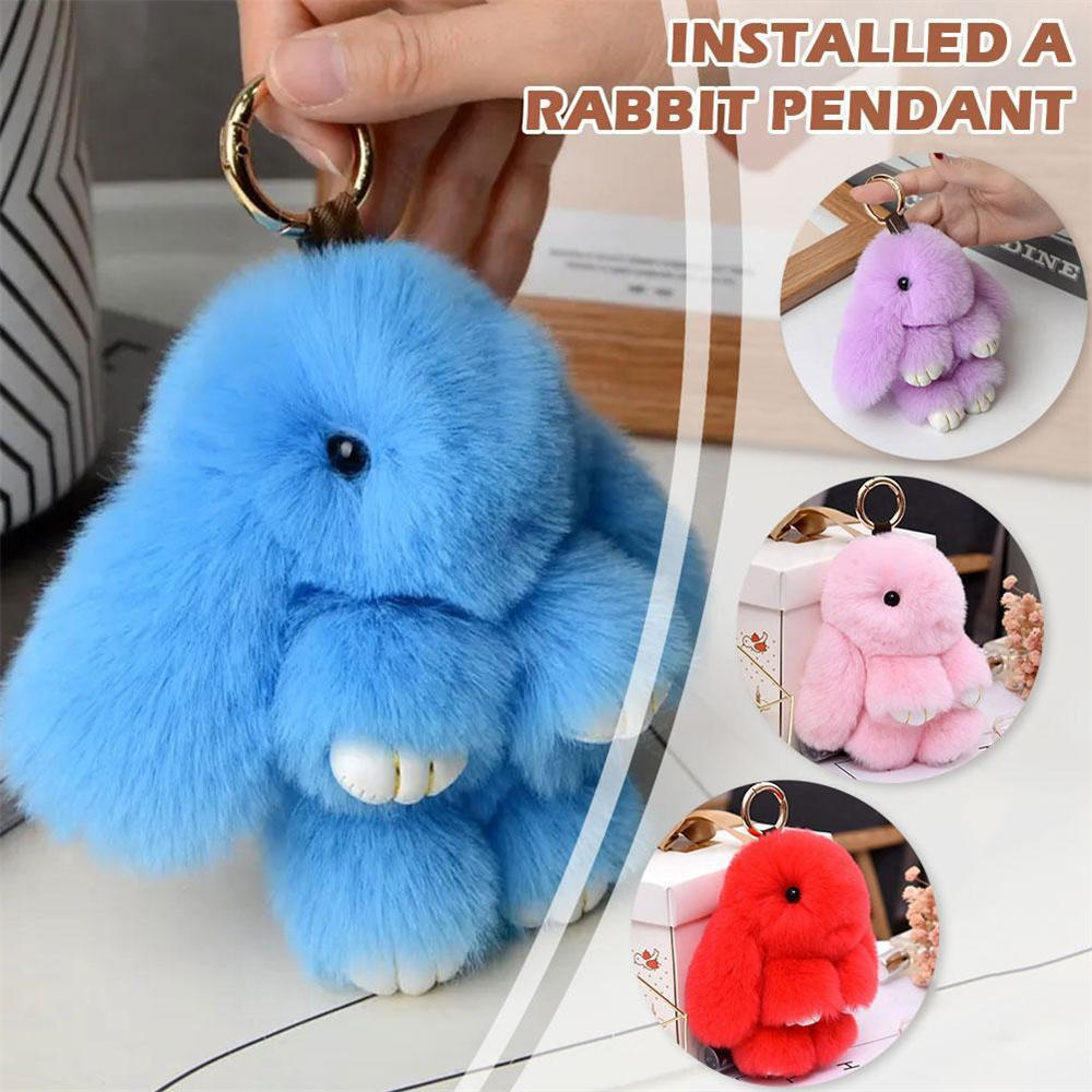 Cute Fluffy Bunny Keychain Charm Pendant Keychain Fluffy Rabbit Plush Keyring Bunny Bag Charm Adorable Keychain Pendant