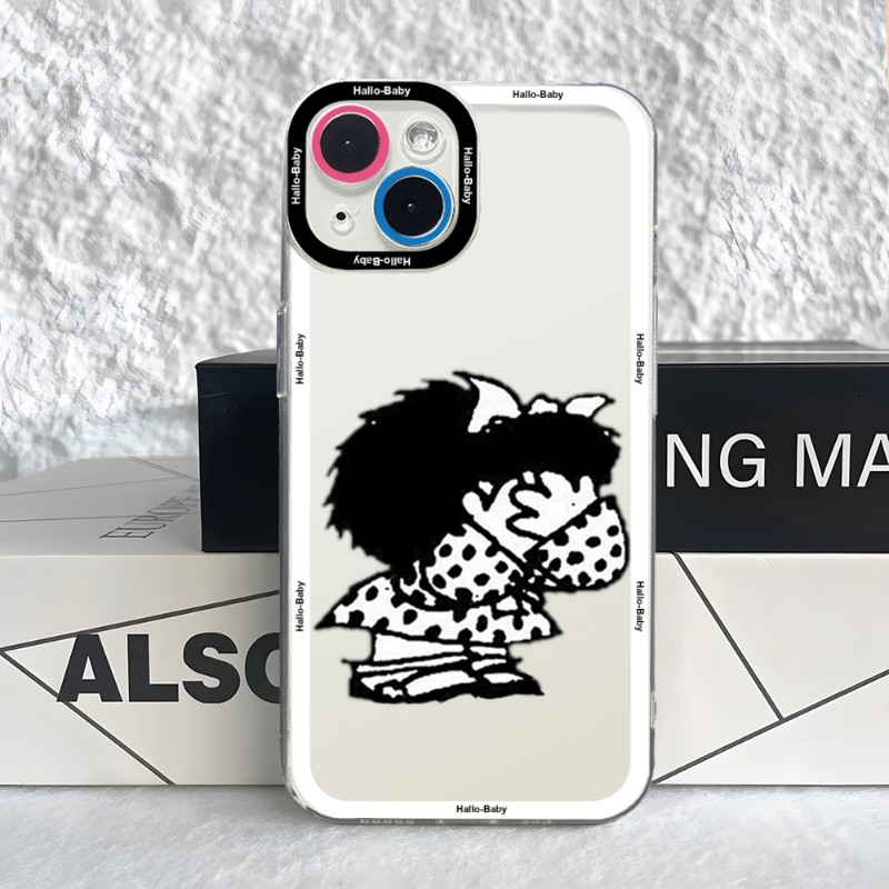 Cartoon Mafalda Phone Case Case For IPhone 15 14 13 12 11 Pro Max Mini XS X XR SE 7 8 Plus Soft Angel Eyes Cover. 