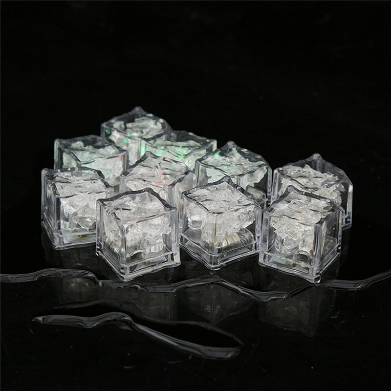 Waterproof LED Ice-Cube Flashing Glow in the Dark Light Up for Bar Club Drinking Party Decoration Plastic Led Ice-Cube Light A 12Piece. 