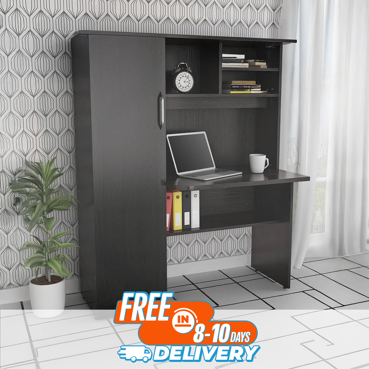 Andormahal Melamine Laminated Board Reading Table/laptop table with big book shelf