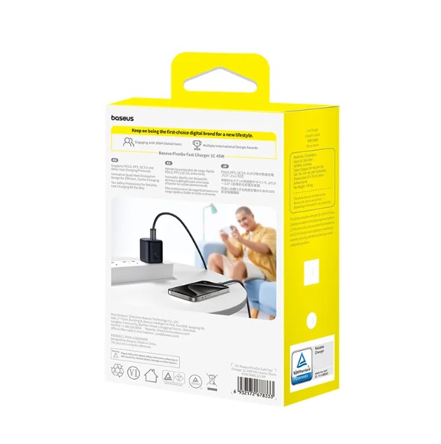 Baseus 45W Charger, PicoGo C1 USB C Charger Block Fast Charging, Compact Type C Wall Charger for iPhone16/15/14/13/12 Series, Galaxy Series, MacBook Etc. 