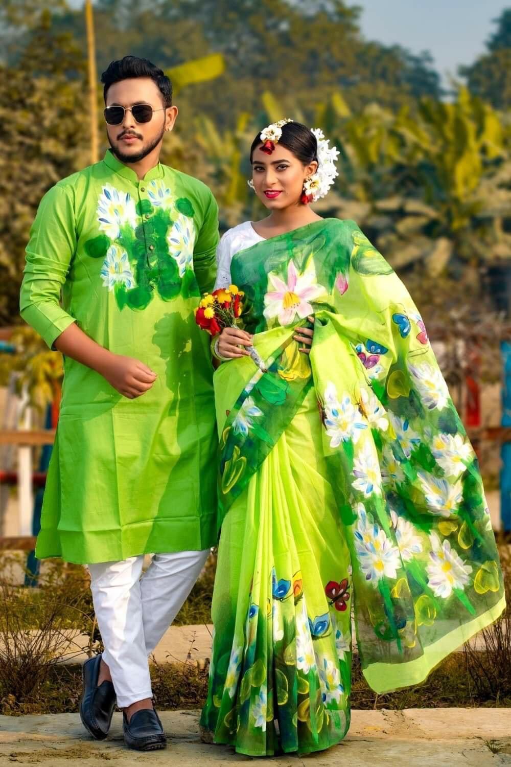 Couplre set Saree And Panjabi Matching 