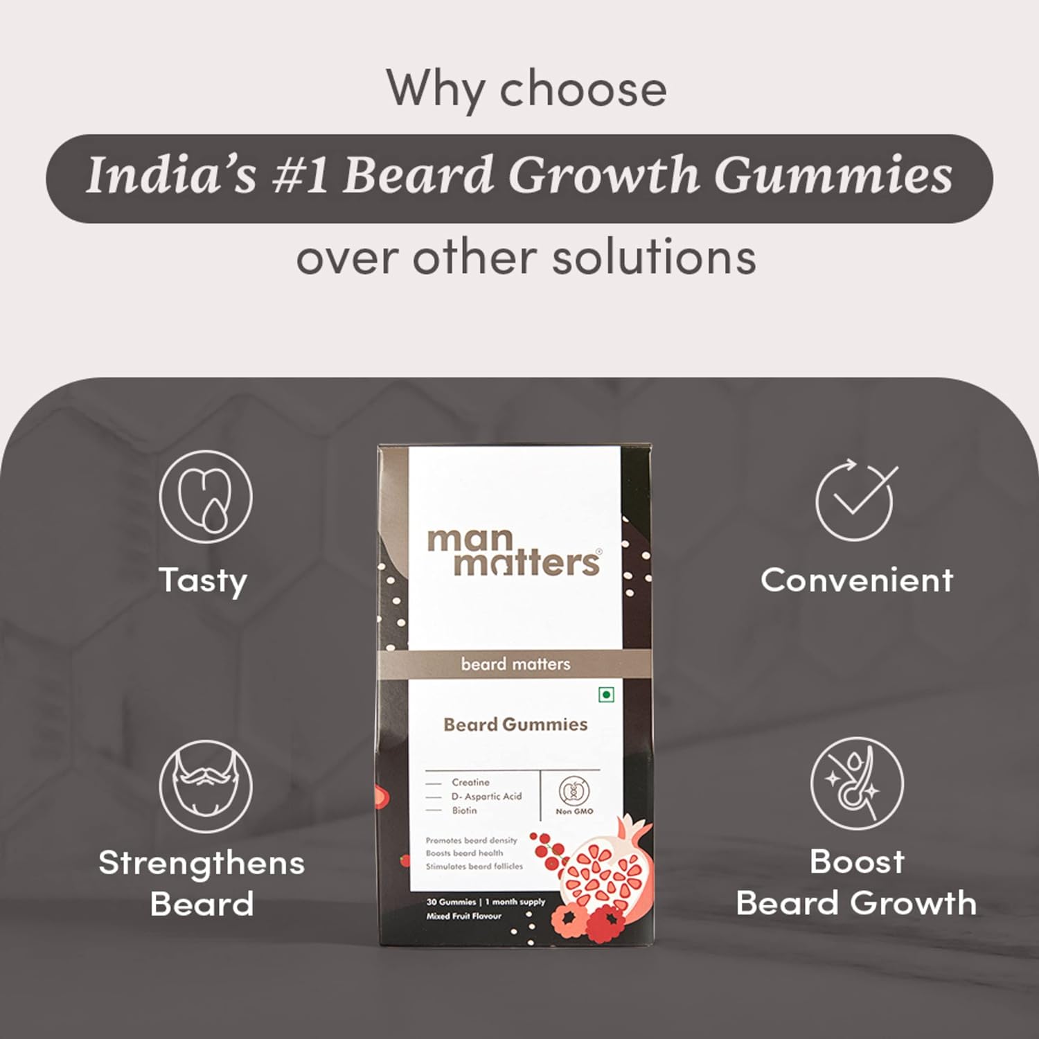 Man Matters Beard Gummies for Men-30 Gummies. 