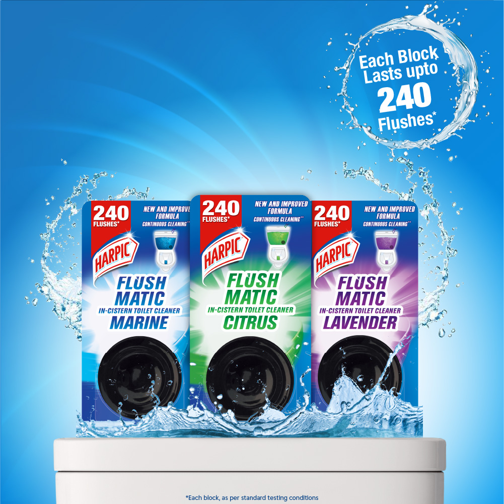 Harpic Flushmatic 50gm in-Cistern Toilet Cleaner, Automatic Cleaning with Every Flush. 