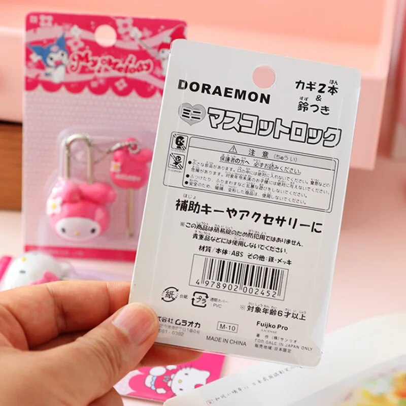Sanrio Lock-Padlock Drawer-Cabinet Hello Kitty MyMelody Cartoon Mini Metal Zipper Bag Suitcase Luggage Box Key Lock with Key. 