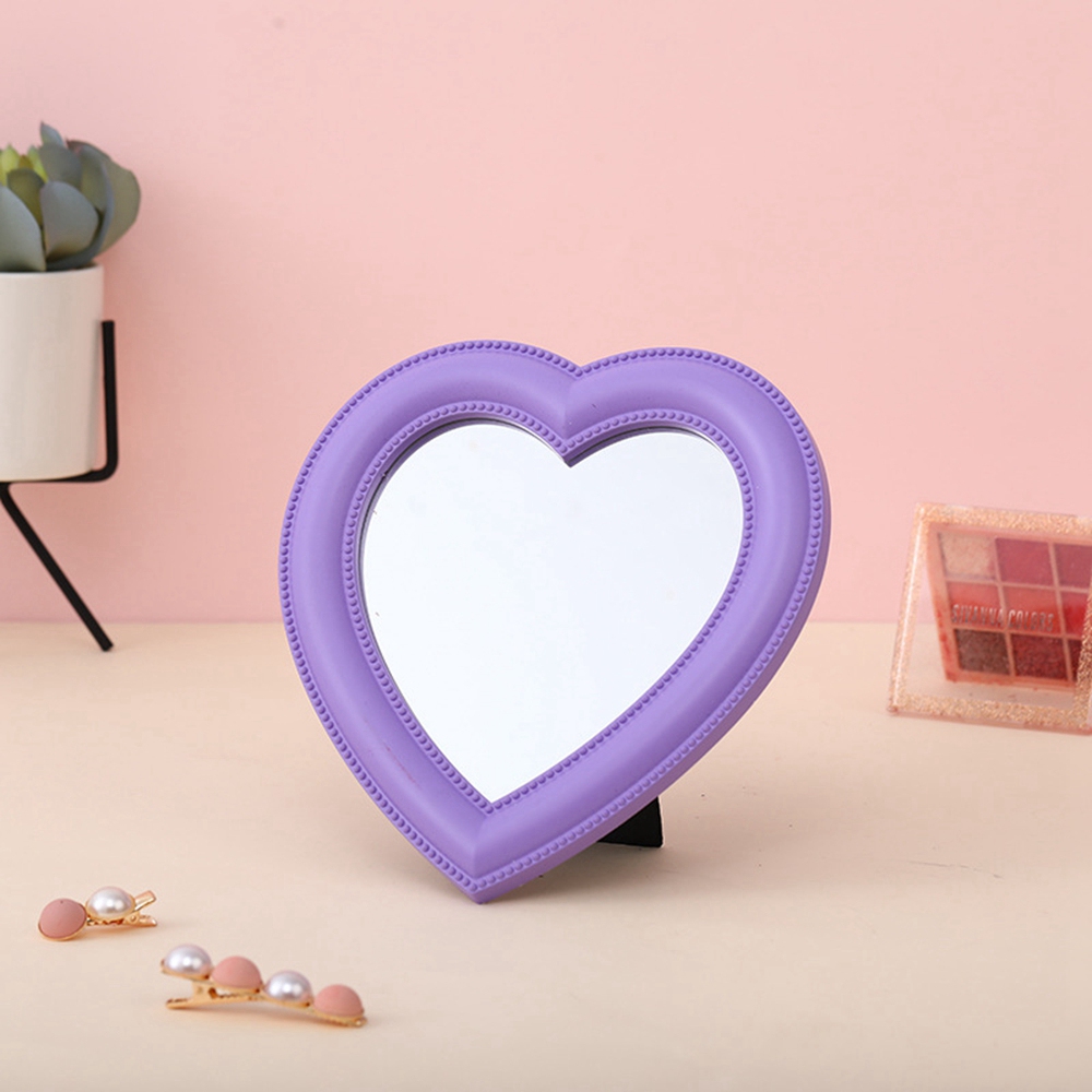 FORIDE Love Mirror Desktop Makeup Mirror Wall Mounted Dual-Use Vanity Mirror Girl Room Wall Decor Heart-Shaped Mirror(Pink S). 