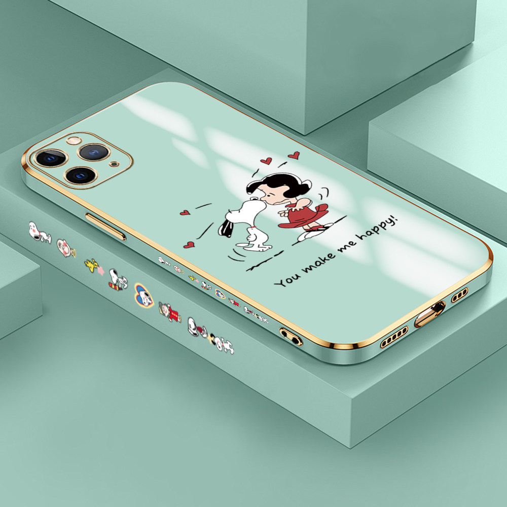 Jizetin (Free Lanyard) for iPhone 11 Pro Max Case Cute Puppy Little Girl Luxury 6D Plating Soft Casing Silicone Ultra Thin Phone Cover