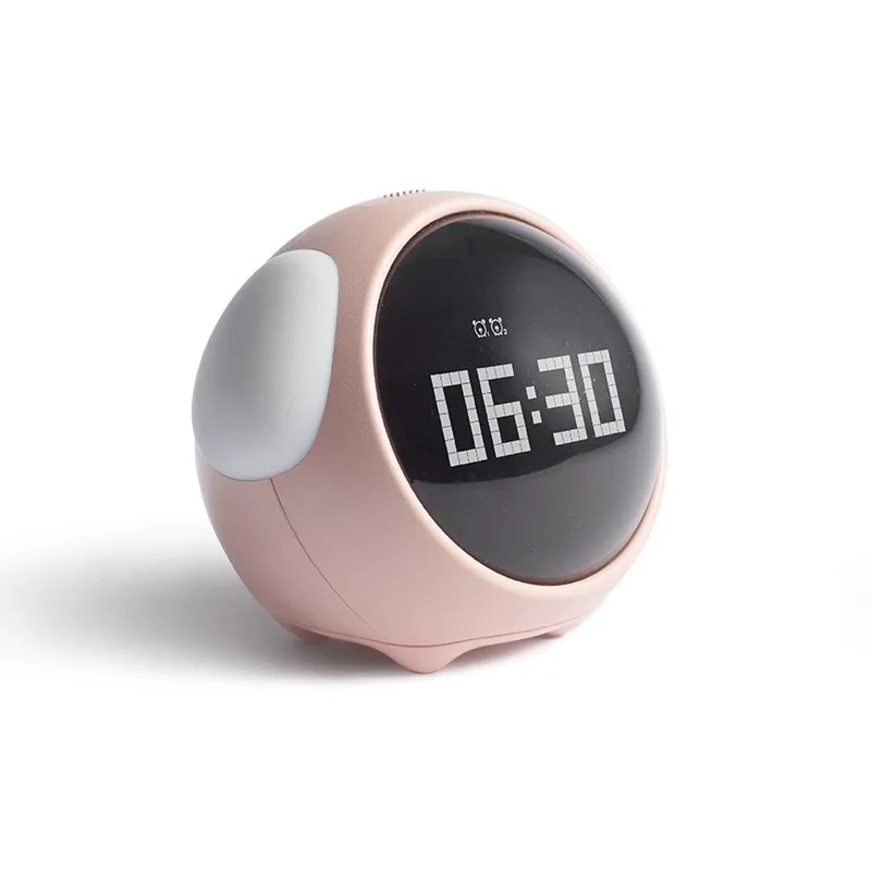 Cute Expression Pixel Alarm Clock Multi Function Digital Led Voice Controlled Light Bedside Thermometer Clock Home. 