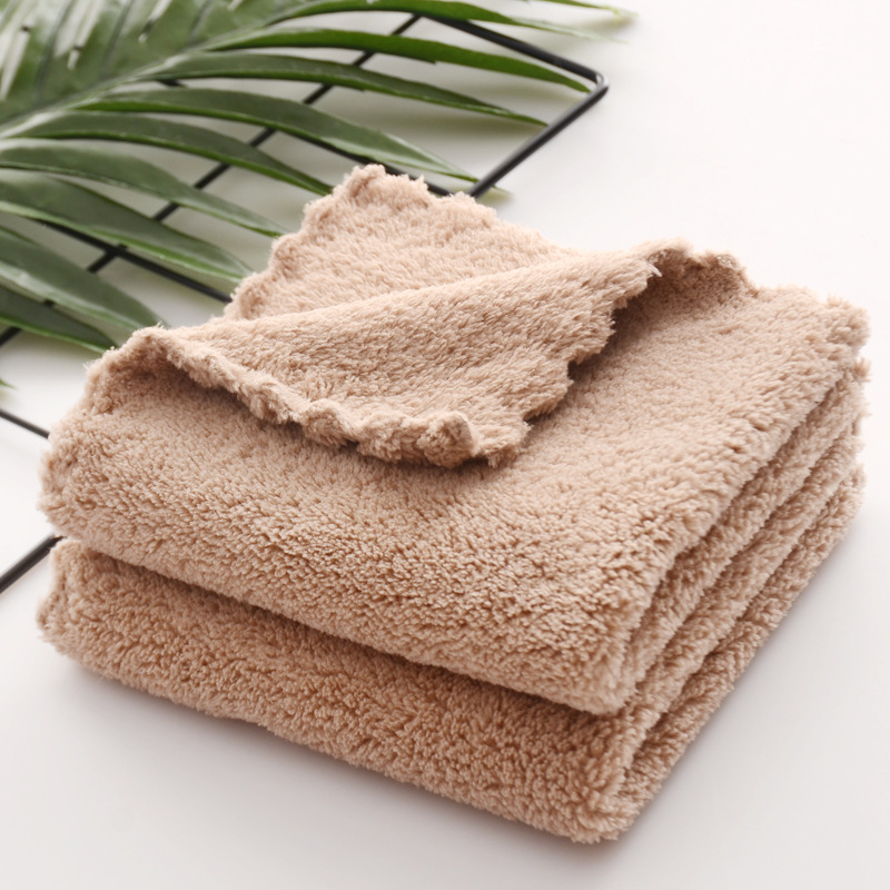V3FP10 Pack Absorbent Coral Fleece Square Towel Makeup Remover Sassafras Face Towel Handkerchief Children's Lace Small Face Towel Face Towel Face Towel