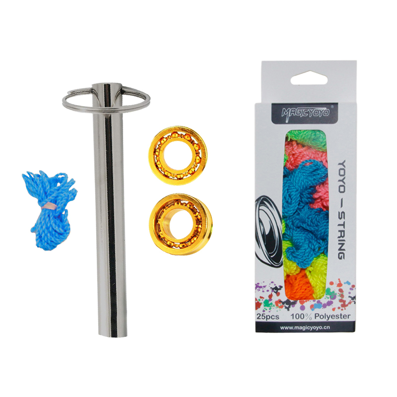 Magicyoyo 1 Set 2 Metal Yoyo 10 Ball Bearings + Bearing Remover & 25Pcs 100% Polyester Professional Yoyo Strings for Responsive and Unresponsive Yoyos,Random Color. 