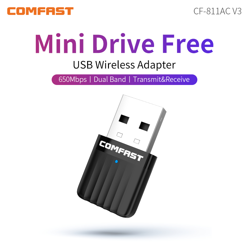 Comfast 650M/1300Mbps WiFi Adapter 2.4G 5.8G Wireless Network Card 11AC WiFi USB Adaptador Laptop PC Wifi Receiver Win 7 8 10 11. 