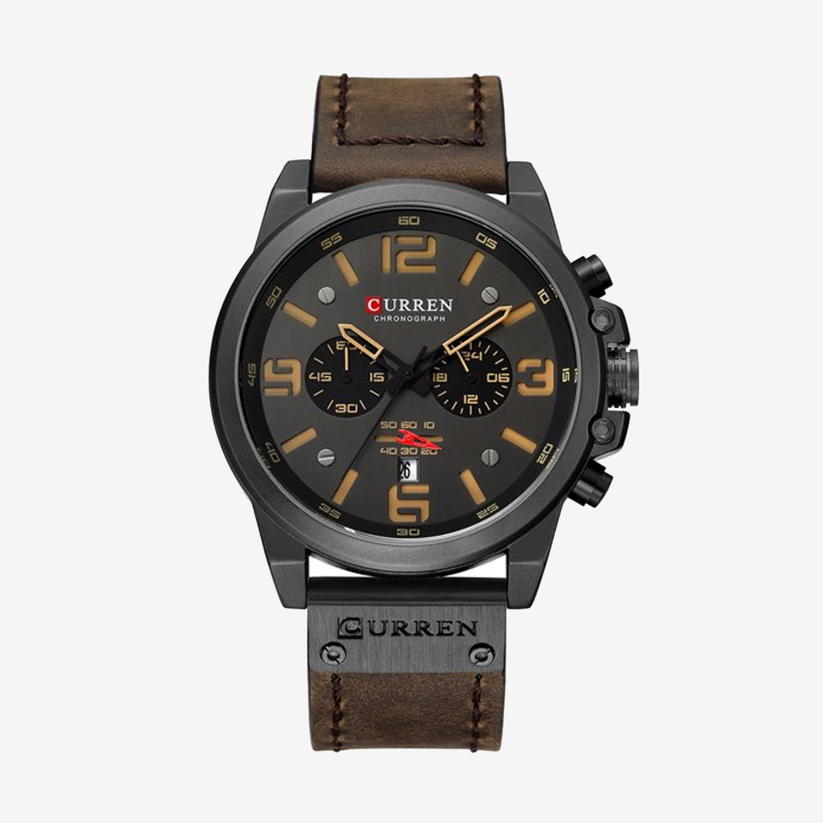 CURREN 8314 Orologio Uomo Cronografo: Quadrante Analogico Con Calendario, Nero, Cinturino In Pelle - 3