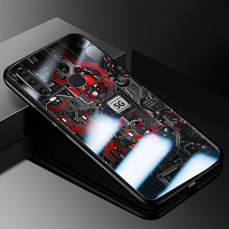 For VIVO Y12 Back Cover Version Theme Case Tempered Glass Protection shockproof Cover for VIVO Y12 case Transparent Circuit Board Design Full Coverage Phone cases. 