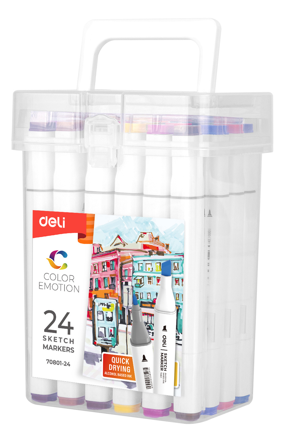Deli 24 or 36Pcs color emotion dual tip sketch marker. 