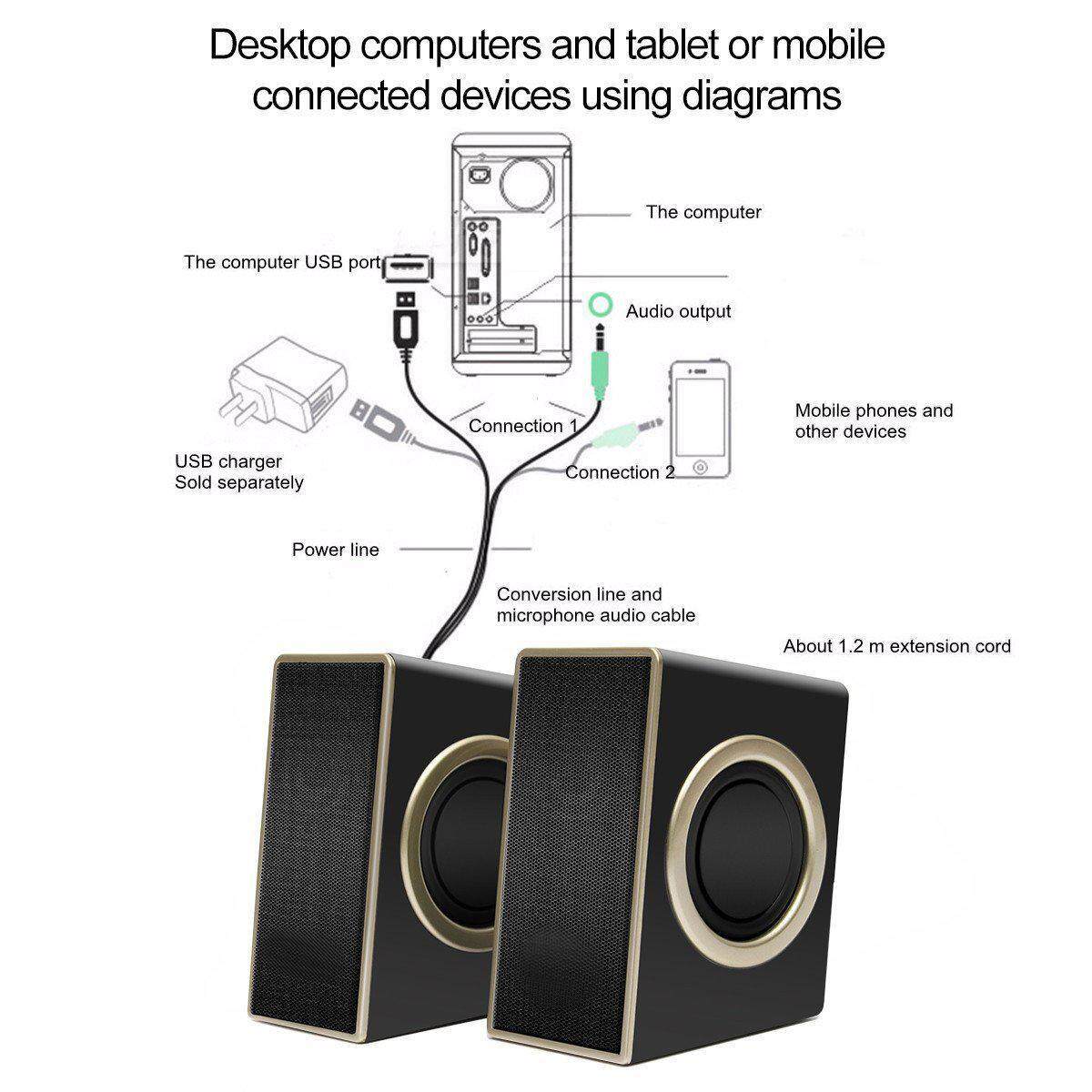 USB Speakers ELEGIANT USB Powered Computer Speakers Stereo Sound With 4 Single Bass Diaphragms And 3.5mm Audio Jack For PC. 