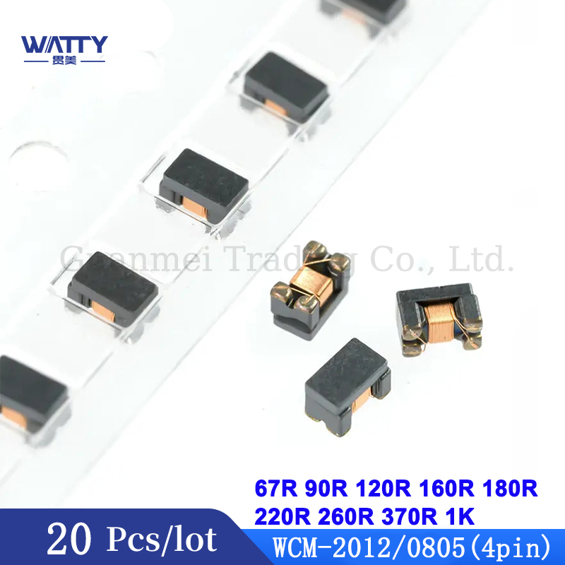 20Pcs/Lot WCM-2012-900 670 121 161 181 221 371 102T Common mode Inductor Common Mode Chokes 0805 67R 90R 120R 160R 180R 220R 260R 370R 1K Ohm WCM-2012 Series