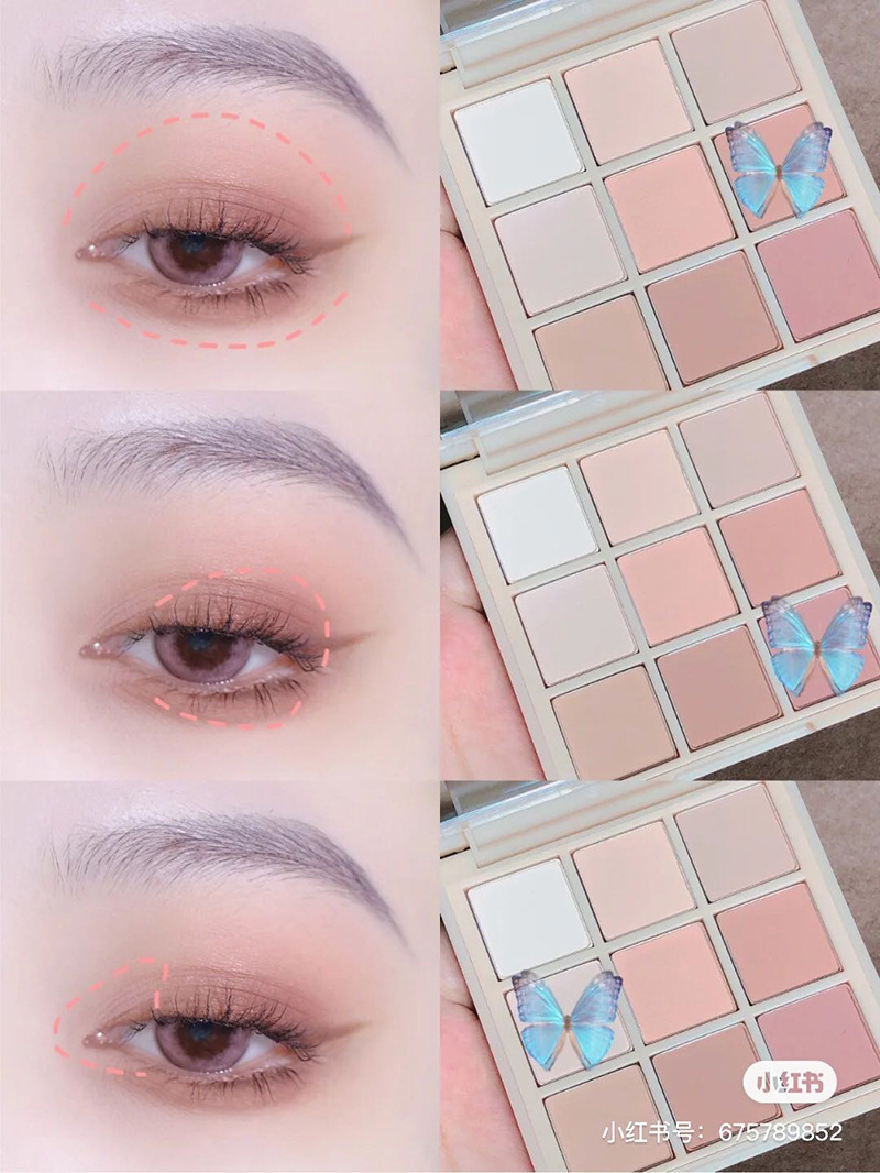 Korean 9 Colors Pressed Pigment Eyeshadow Palette - Fully Matte. 