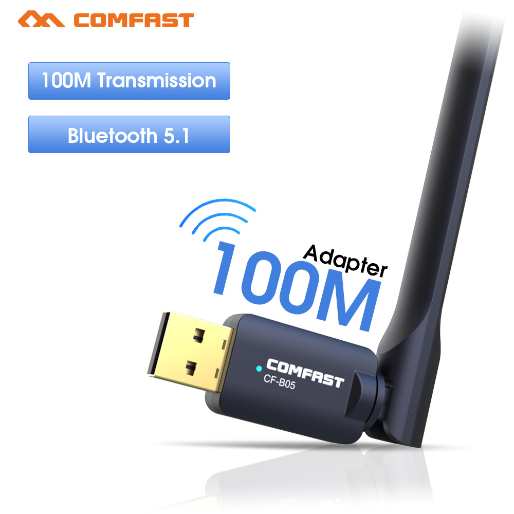 Comfast 100M Long Range USB Bluetooth 5.1 Adapter High Gain for PC Desktop Laptop Bluetooth Dongle Wireless Receiver Transfer