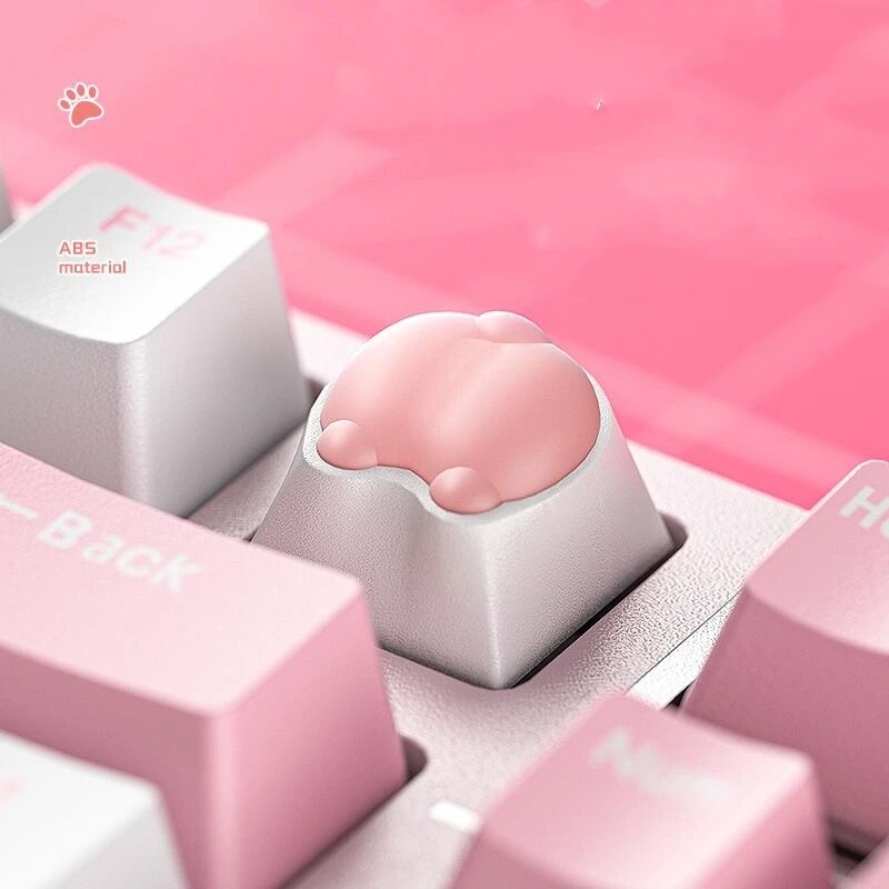 ZIFRIEND 4Pcs Cute Cat Paw Keycaps for Mechanical Keyboard Cherry MX Switch DIY Custom Silicone Key Cap Artisan Pink Color. 