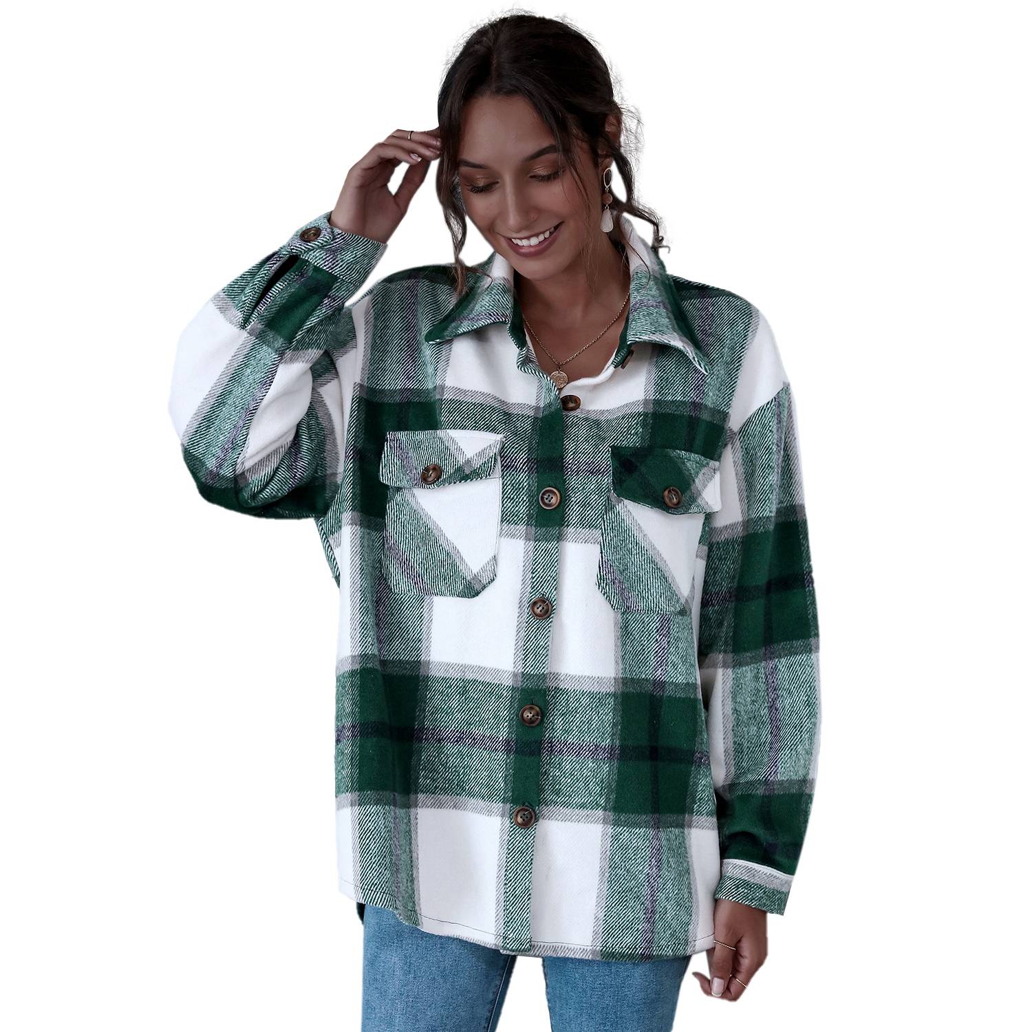 women's retro plaid shirt jacket