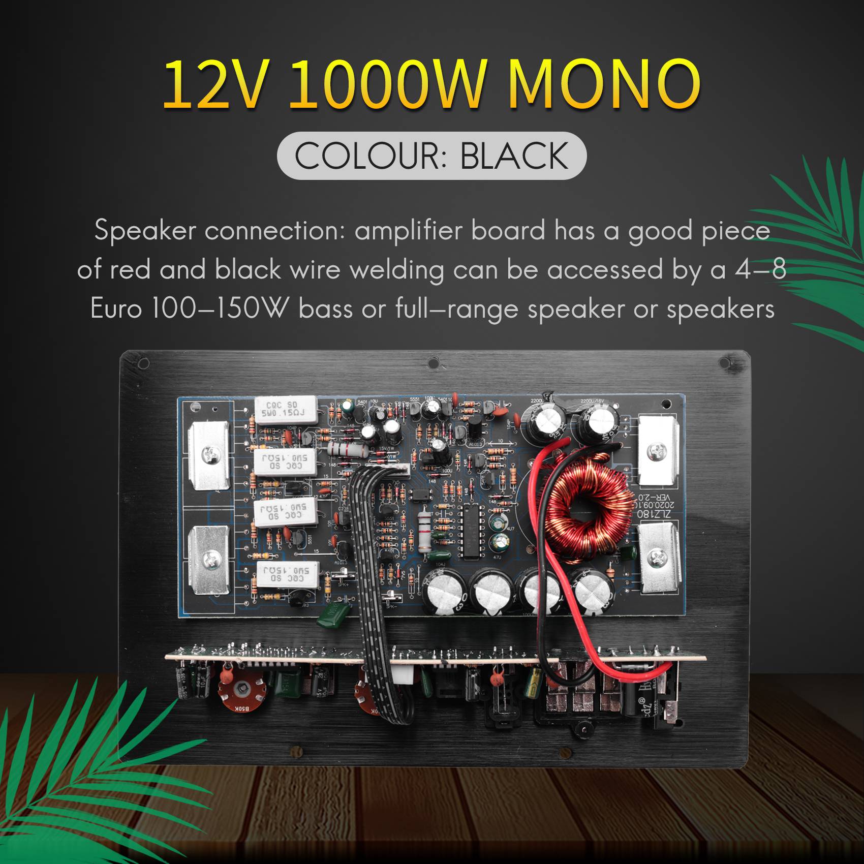 12V 1000W Mono Car Audio Power Amplifier Powerful Bass Amp PA80D