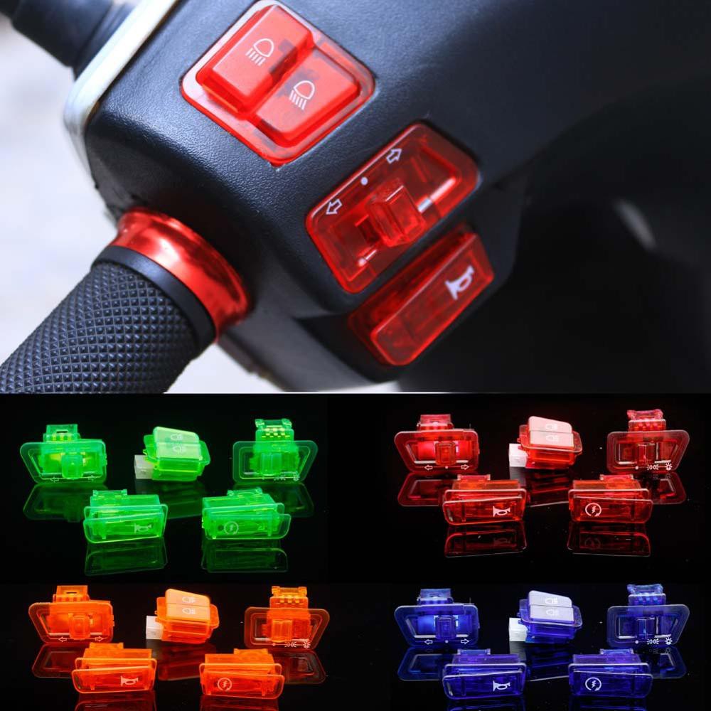 5pcs Motorcycle Head Light Horn Dimmer Turn Signal Starter Single Switch Button For GY6 50CC 125CC 150CC Moped Scooter