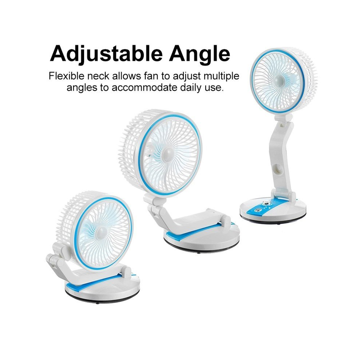 Rechargeable Folding Multi-Function Fan With Led Light. 