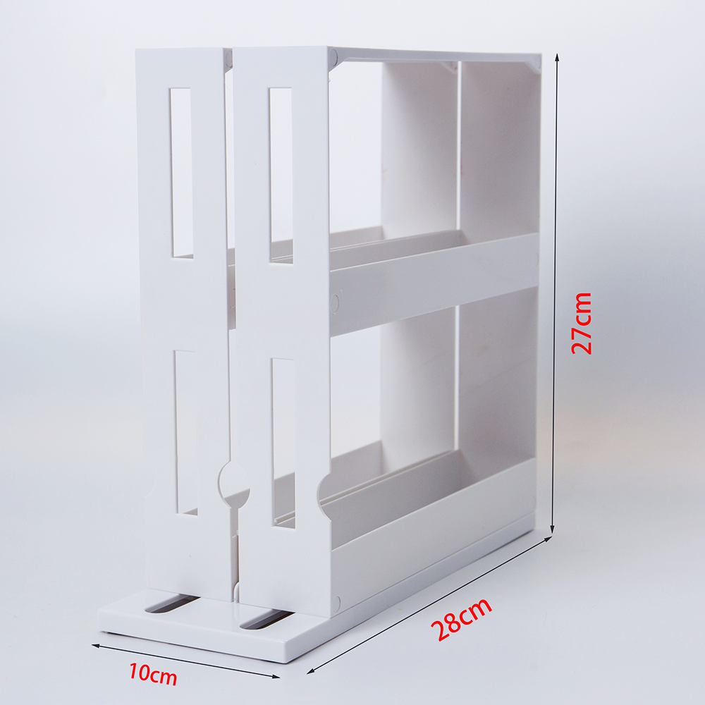 Cabinet Caddy (white)- Modular Rotating Spice Rack Organizer, Two 2-Tiered Shelves, Non-Skid Base. 