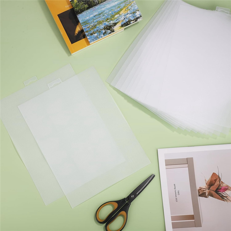 12Pcs 14 Count Plastic Mesh Canvas Sheets, Canvas Plastic Grid Sheet. 