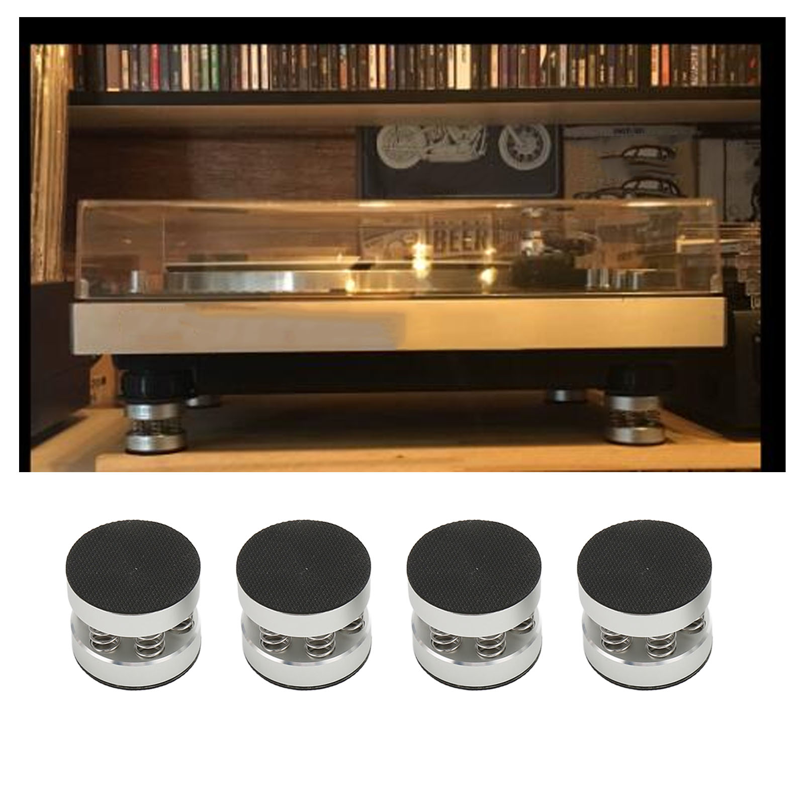 Isolation Stand Feet, Shock Absorption Reduce Resonance Generation Aluminum Alloy Spring Speaker Spikes Isolation Stand Easy To Install  for Amplifier. 